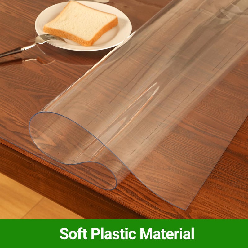 ETECHMART Clear Plastic Table Cover Protector Rectangle 36 x 60'', 2.0mm Thick Waterproof Transparent Table Protector for Dining Table, Non-Slip Heat Resistant Clear Desk Mat for Kitchen Office - Image 5